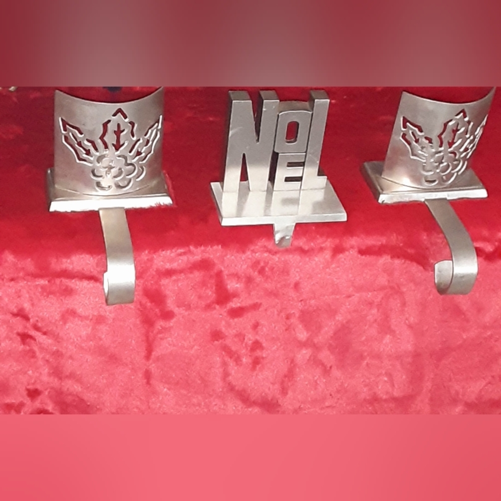 Christmas Decoration Metal Stocking Holders Set of Three